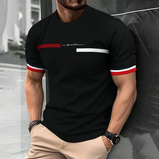 2024 Men'S Street T-Shirt Summer Men'S 3D Stripe Letter Print Short Sleeve Tops Oversized Casual Tee Hipster T Shirts Clothing